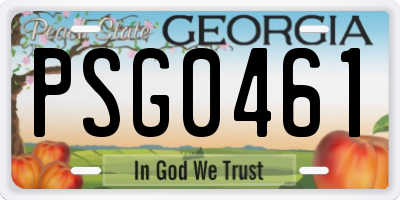 GA license plate PSG0461