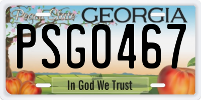 GA license plate PSG0467