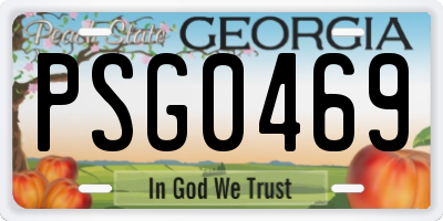 GA license plate PSG0469