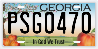 GA license plate PSG0470
