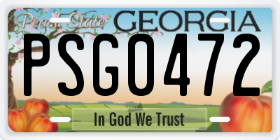 GA license plate PSG0472