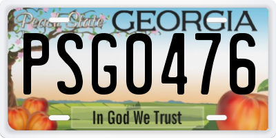 GA license plate PSG0476