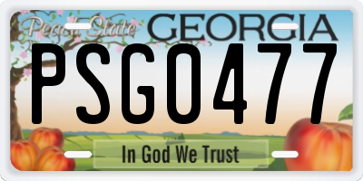 GA license plate PSG0477