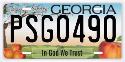 GA license plate PSG0490