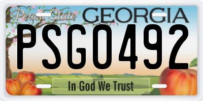 GA license plate PSG0492