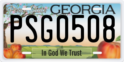 GA license plate PSG0508