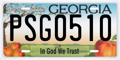 GA license plate PSG0510