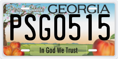 GA license plate PSG0515
