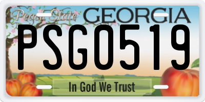 GA license plate PSG0519