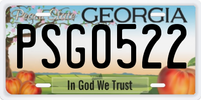 GA license plate PSG0522
