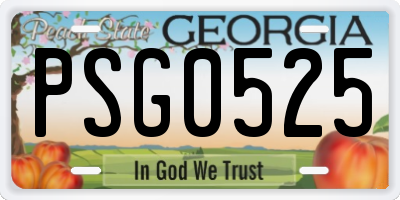 GA license plate PSG0525
