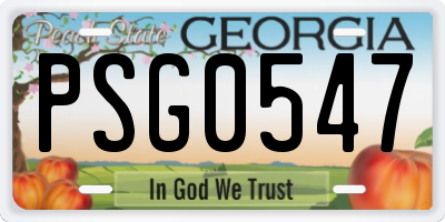 GA license plate PSG0547