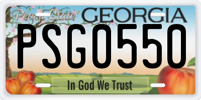 GA license plate PSG0550