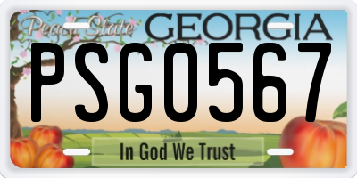 GA license plate PSG0567