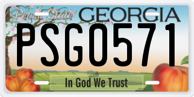 GA license plate PSG0571