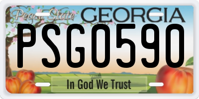 GA license plate PSG0590