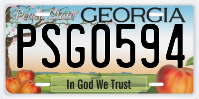 GA license plate PSG0594