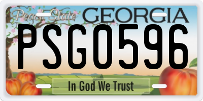 GA license plate PSG0596