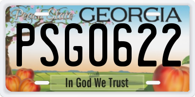 GA license plate PSG0622