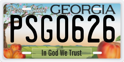 GA license plate PSG0626