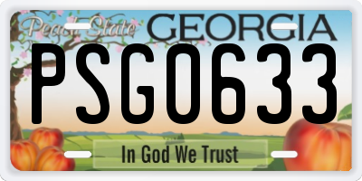 GA license plate PSG0633