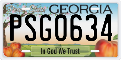 GA license plate PSG0634