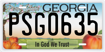 GA license plate PSG0635