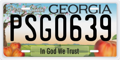 GA license plate PSG0639