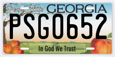 GA license plate PSG0652