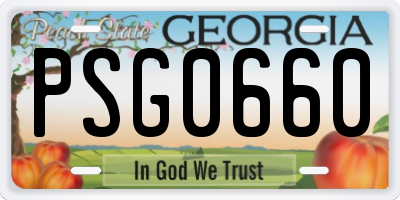 GA license plate PSG0660