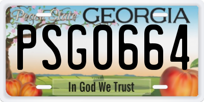 GA license plate PSG0664