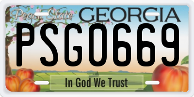 GA license plate PSG0669