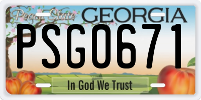 GA license plate PSG0671