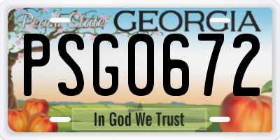 GA license plate PSG0672