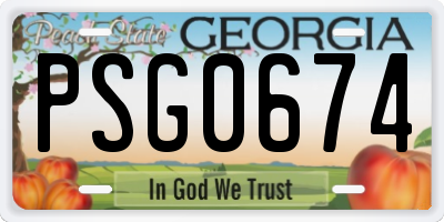 GA license plate PSG0674