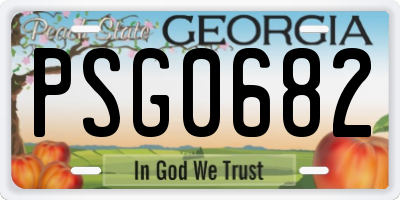GA license plate PSG0682