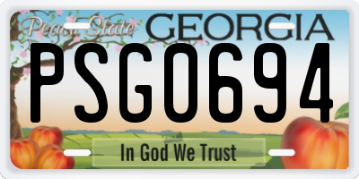 GA license plate PSG0694
