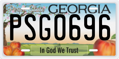 GA license plate PSG0696