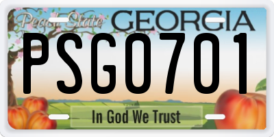GA license plate PSG0701