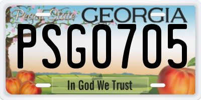 GA license plate PSG0705