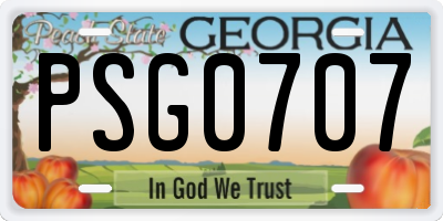 GA license plate PSG0707