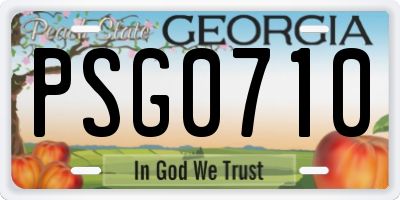 GA license plate PSG0710