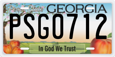 GA license plate PSG0712