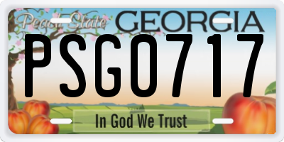 GA license plate PSG0717