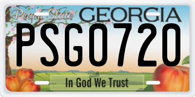 GA license plate PSG0720