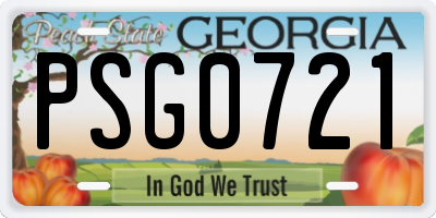 GA license plate PSG0721
