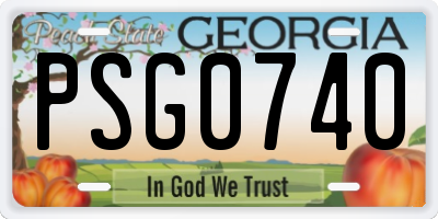 GA license plate PSG0740