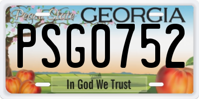 GA license plate PSG0752