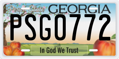 GA license plate PSG0772