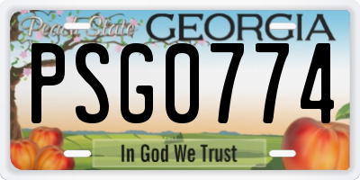 GA license plate PSG0774